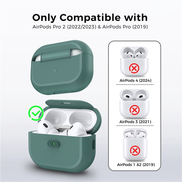 AHASTYLE JY17 For AirPods Pro 2 / AirPods Pro Silicone Protective Case with Lock Clasp Integrated Design - Midnight Green