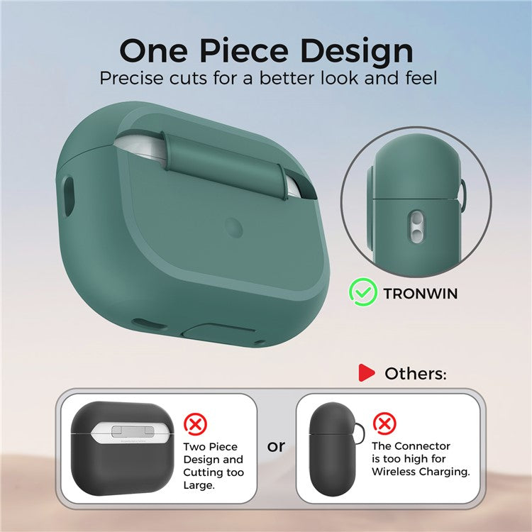 AHASTYLE JY17 For AirPods Pro 2 / AirPods Pro Silicone Protective Case with Lock Clasp Integrated Design - Midnight Green