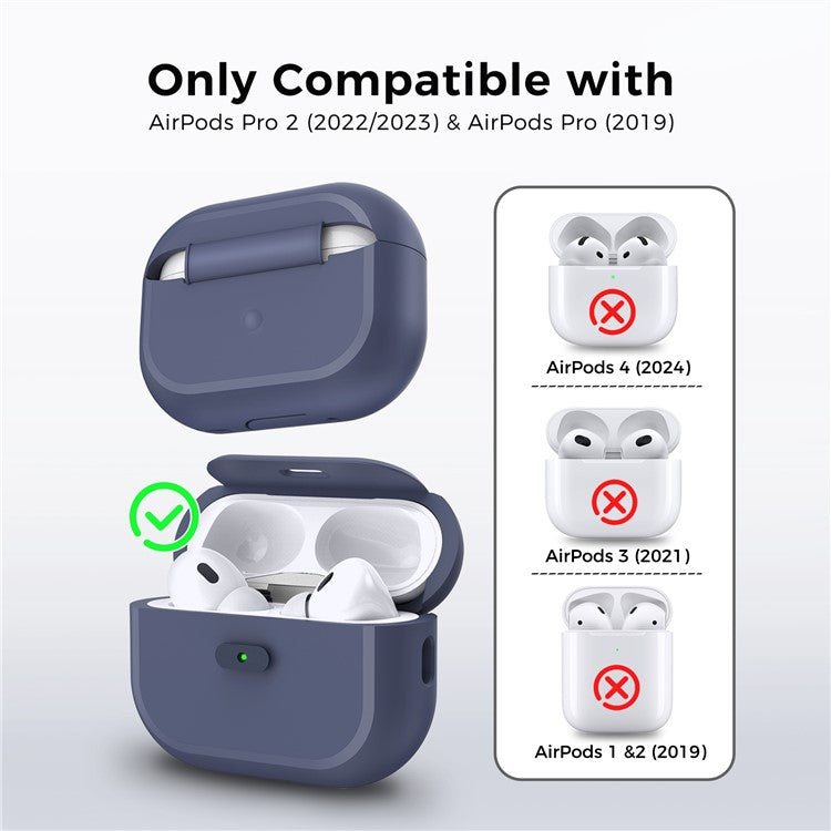 AHASTYLE JY17 For AirPods Pro 2 / AirPods Pro Silicone Protective Case with Lock Clasp Integrated Design - Midnight Blue