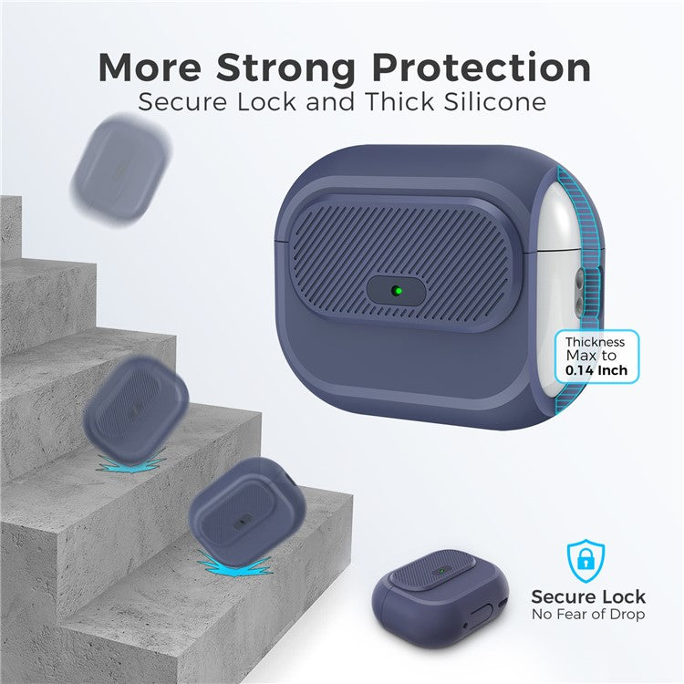 AHASTYLE JY17 For AirPods Pro 2 / AirPods Pro Silicone Protective Case with Lock Clasp Integrated Design - Midnight Blue