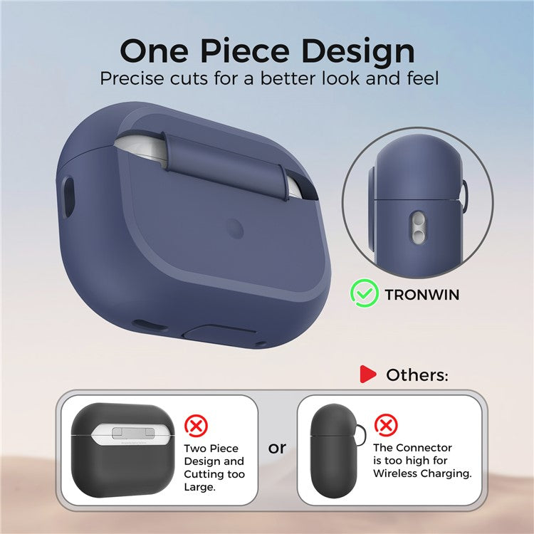 AHASTYLE JY17 For AirPods Pro 2 / AirPods Pro Silicone Protective Case with Lock Clasp Integrated Design - Midnight Blue