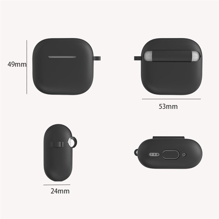 5Pcs Accessory Kit For AirPods 4 Silicone Case + Storage Box + Neck Strap + Earphone Holder + Keychain - Black