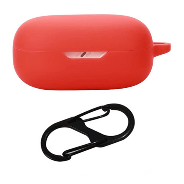 For JBL Wave Flex 2 Silicone Case Wireless Earbuds Protective Cover with Anti-Lost Carabiner - Red