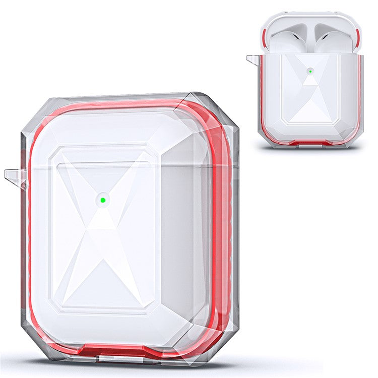 Rhombus Style Contrast-color Protective Cover for Apple AirPods with Charging Case (2016)/(2019)/Wireless Charging Case (2019) - Red