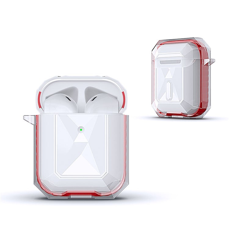 Rhombus Style Contrast-color Protective Cover for Apple AirPods with Charging Case (2016)/(2019)/Wireless Charging Case (2019) - Red