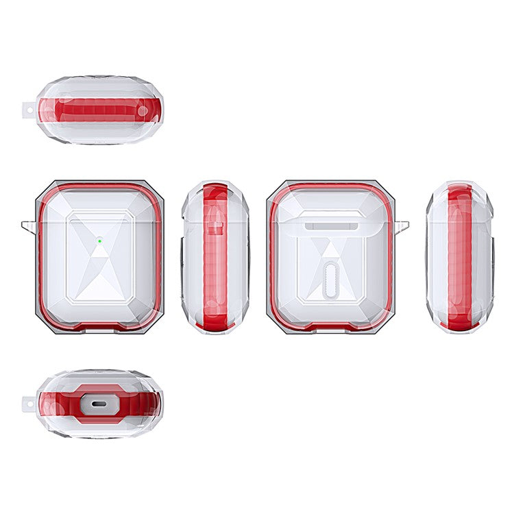 Rhombus Style Contrast-color Protective Cover for Apple AirPods with Charging Case (2016)/(2019)/Wireless Charging Case (2019) - Red