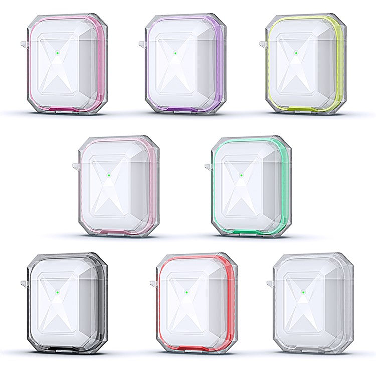 Rhombus Style Contrast-color Protective Cover for Apple AirPods with Charging Case (2016)/(2019)/Wireless Charging Case (2019) - Red