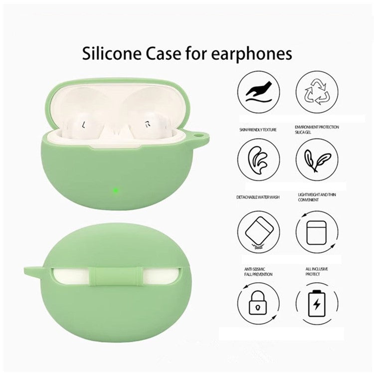 For OnePlus Buds Ace 2 Case with Anti Lost Buckle Bluetooth Earbuds Silicone Protective Cover - Matcha Green