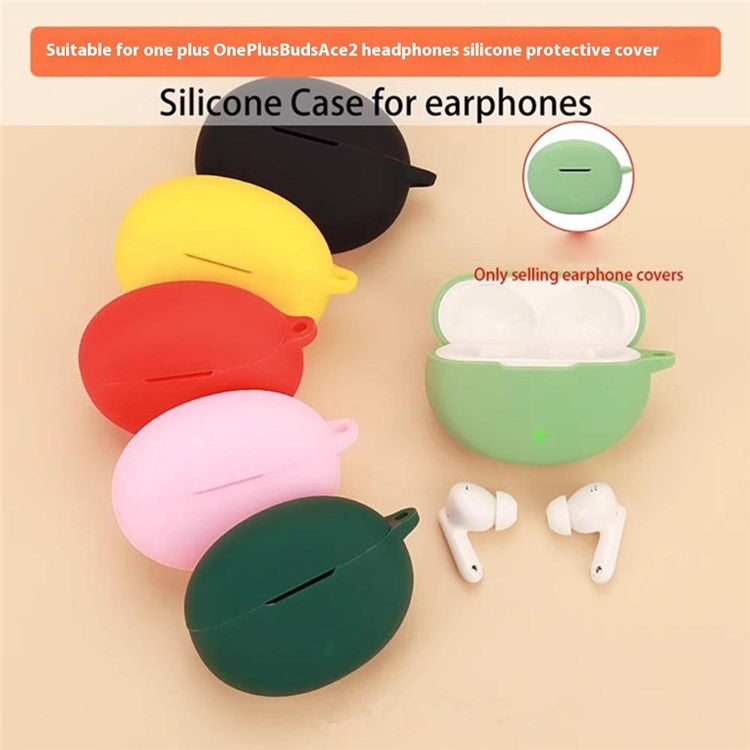 For OnePlus Buds Ace 2 Case with Anti Lost Buckle Bluetooth Earbuds Silicone Protective Cover - Matcha Green