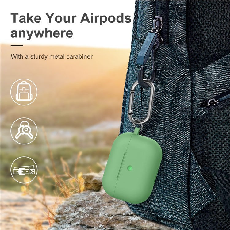 Thick Silicone Cover Case Bluetooth Earphones Protector for Apple AirPods Pro - Mint Green