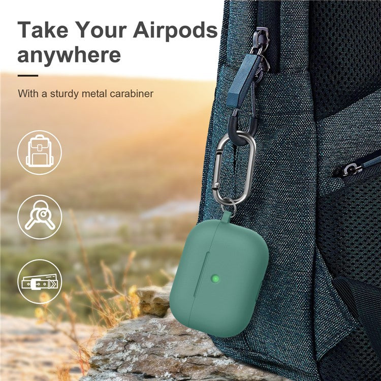 Thick Silicone Cover Case Bluetooth Earphones Protector for Apple AirPods Pro - Pine Needle Green