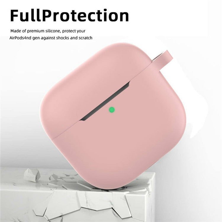 For Apple AirPods 4 Silicone Protective Case Bluetooth Earphone Cover with Hand Strap - Green