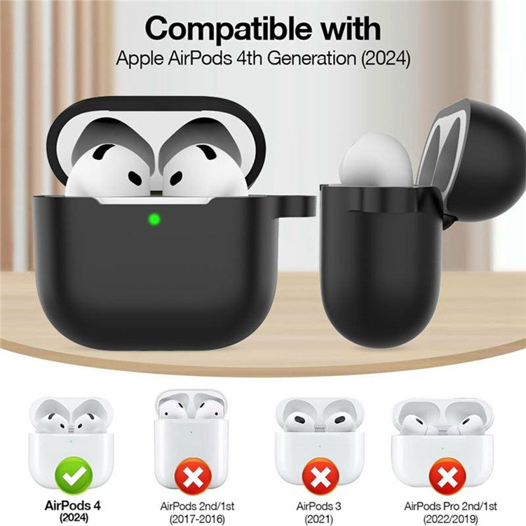 For Apple AirPods 4 Silicone Protective Case Bluetooth Earphone Cover with Hand Strap - Green