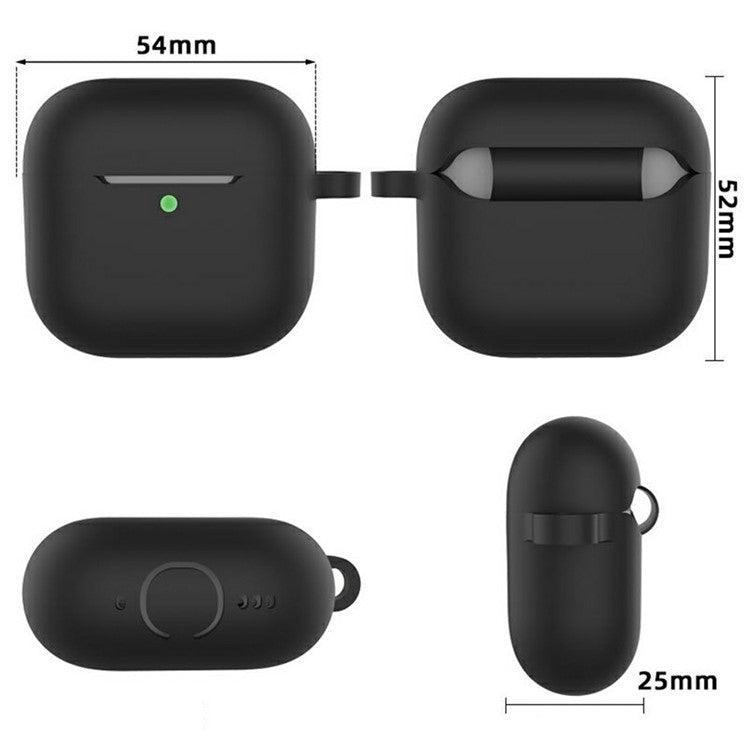 For Apple AirPods 4 Silicone Protective Case Bluetooth Earphone Cover with Hand Strap - Green