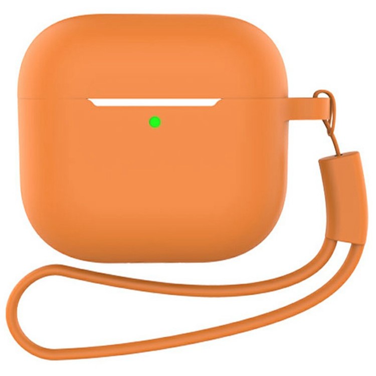 For Apple AirPods 4 Silicone Protective Case Bluetooth Earphone Cover with Hand Strap - Orange