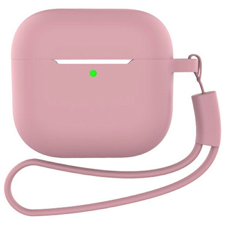 For Apple AirPods 4 Silicone Protective Case Bluetooth Earphone Cover with Hand Strap - Dark Pink