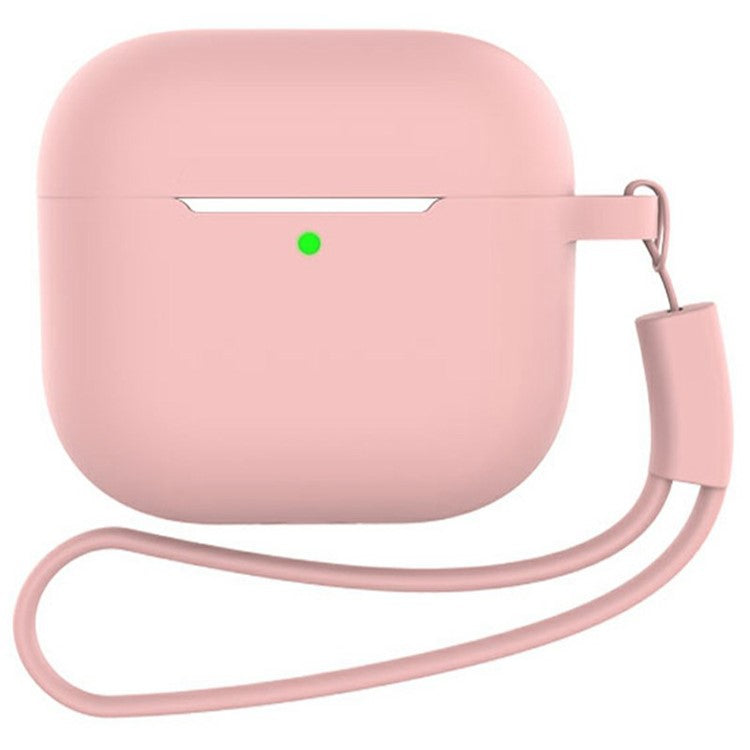 For Apple AirPods 4 Silicone Protective Case Bluetooth Earphone Cover with Hand Strap - Pink