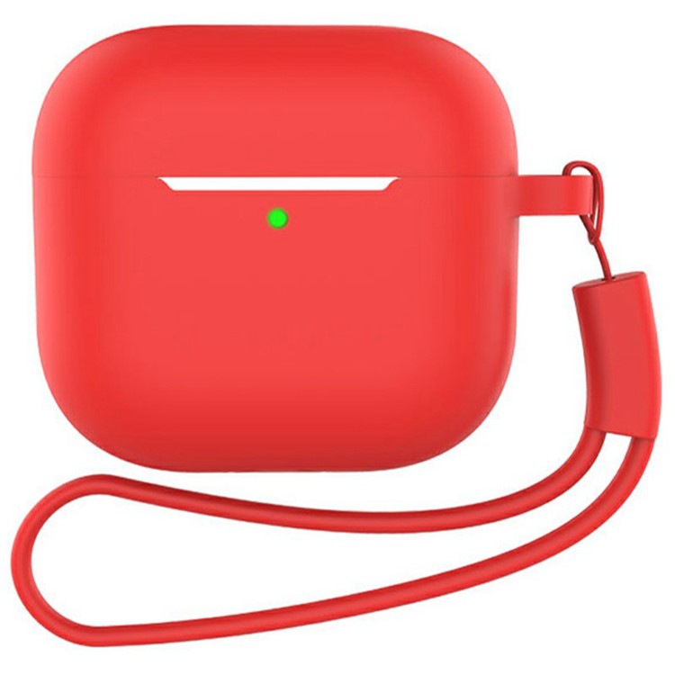 For Apple AirPods 4 Silicone Protective Case Bluetooth Earphone Cover with Hand Strap - Red