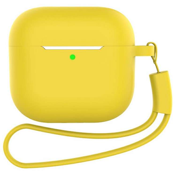 For Apple AirPods 4 Silicone Protective Case Bluetooth Earphone Cover with Hand Strap - Yellow