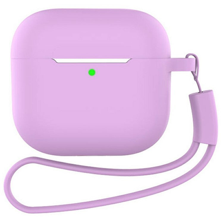 For Apple AirPods 4 Silicone Protective Case Bluetooth Earphone Cover with Hand Strap - Light Purple