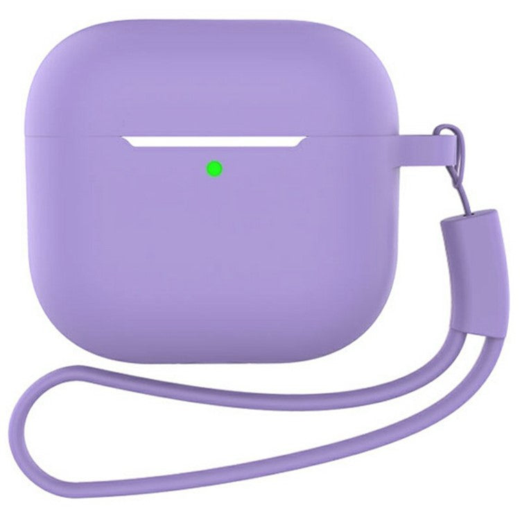 For Apple AirPods 4 Silicone Protective Case Bluetooth Earphone Cover with Hand Strap - Purple