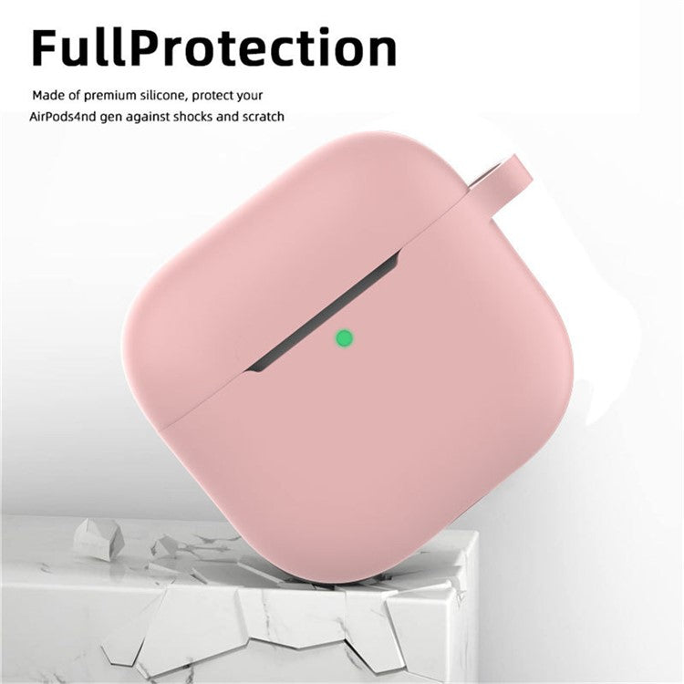 For AirPods 4 Earphone Silicone Case Set with Anti-Lost Keychain, Strap, Ear Tips, Cleaning Pen - White