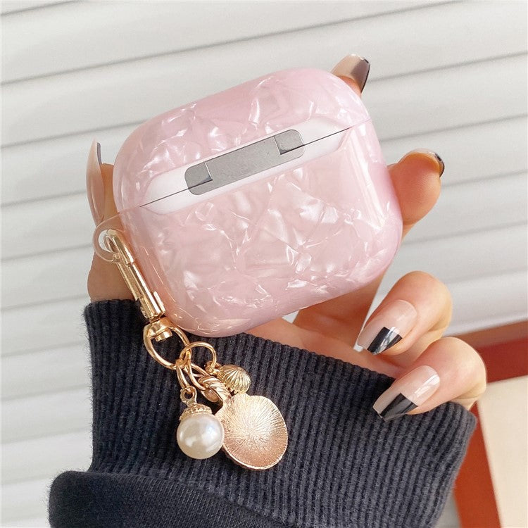 For AirPods 4 Case Shell Pattern Earphone TPU Protective Cover with Shell Pendant