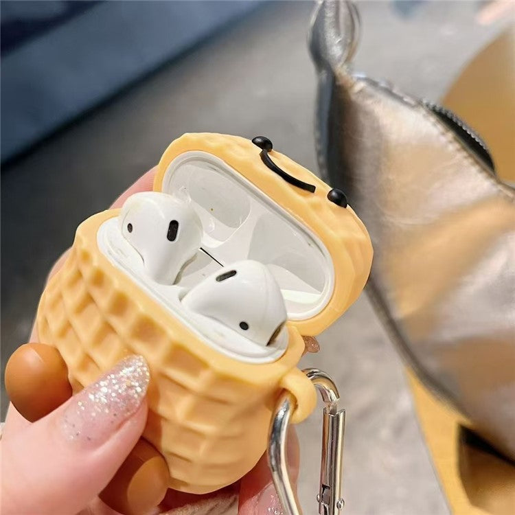 Silicone Case for Apple AirPods with Wireless Charging Case (2019) / AirPods with Charging Case (2019) / (2016) Peanut Shaped Cover with Buckle