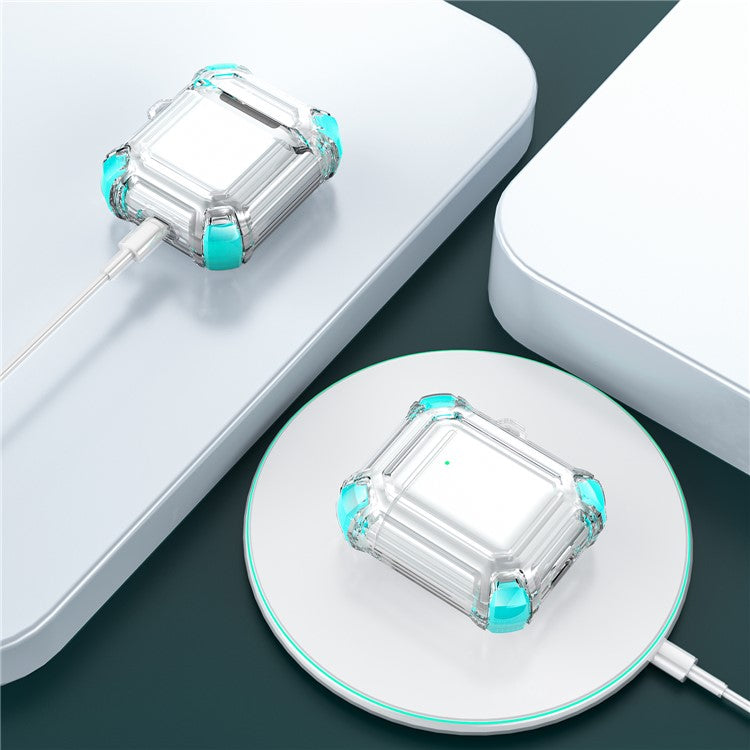 Anti-Drop Four-corner Clear TPU Earphone Protective Case Cover for Apple AirPods with Charging Case (2016)/(2019) / AirPods with Wireless Charging Case (2019) - Green