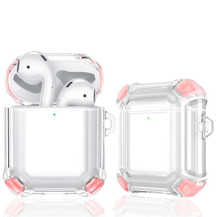 Anti-Drop Four-corner Clear TPU Earphone Protective Case Cover for Apple AirPods with Charging Case (2016)/(2019) / AirPods with Wireless Charging Case (2019) - Pink