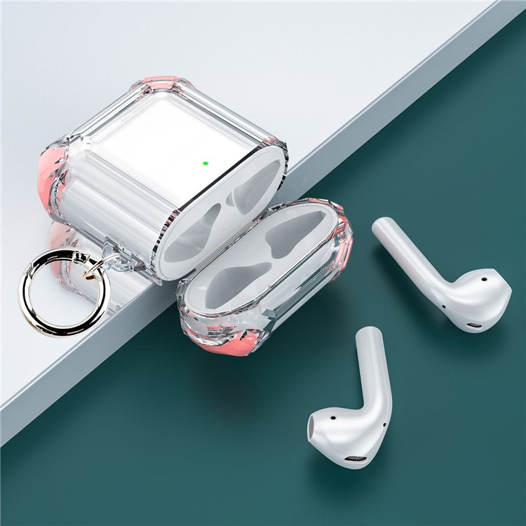 Anti-Drop Four-corner Clear TPU Earphone Protective Case Cover for Apple AirPods with Charging Case (2016)/(2019) / AirPods with Wireless Charging Case (2019) - Pink