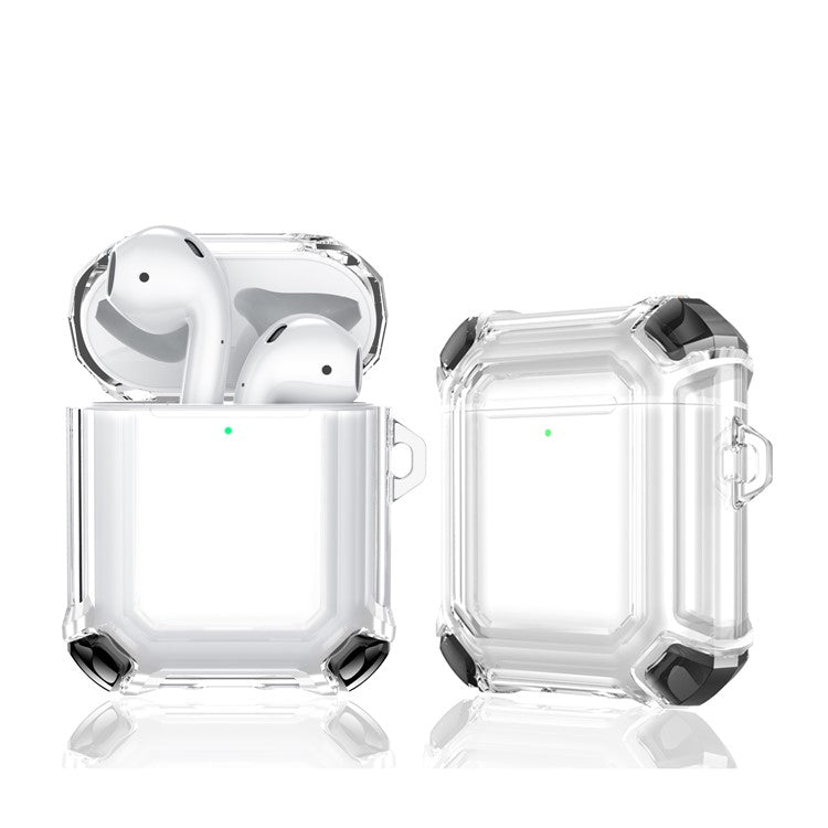 Anti-Drop Four-corner Clear TPU Earphone Protective Case Cover for Apple AirPods with Charging Case (2016)/(2019) / AirPods with Wireless Charging Case (2019) - Black