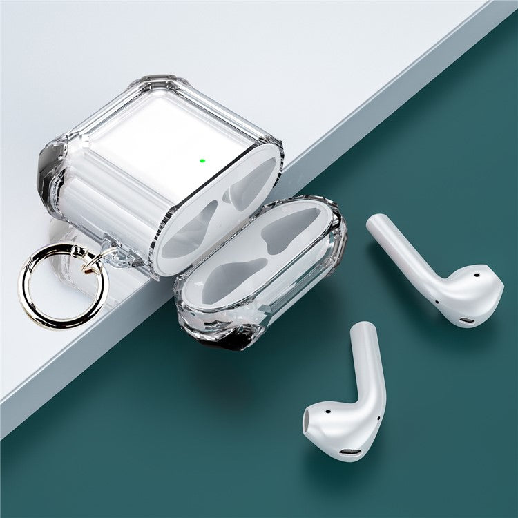 Anti-Drop Four-corner Clear TPU Earphone Protective Case Cover for Apple AirPods with Charging Case (2016)/(2019) / AirPods with Wireless Charging Case (2019) - Black