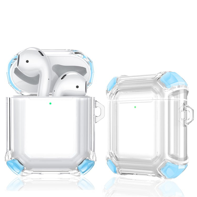 Anti-Drop Four-corner Clear TPU Earphone Protective Case Cover for Apple AirPods with Charging Case (2016)/(2019) / AirPods with Wireless Charging Case (2019) - Sky Blue