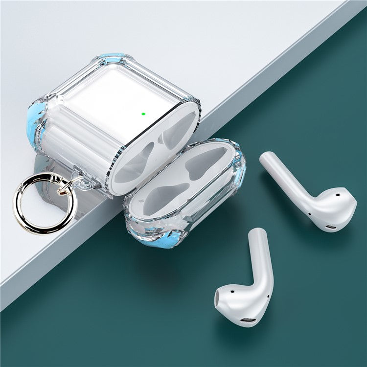 Anti-Drop Four-corner Clear TPU Earphone Protective Case Cover for Apple AirPods with Charging Case (2016)/(2019) / AirPods with Wireless Charging Case (2019) - Sky Blue