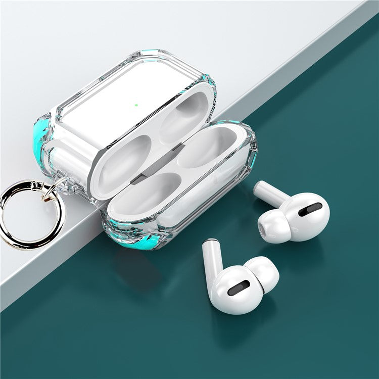 Four-corner Anti-Drop Clear TPU Protective Case Cover for AirPods Pro - Green