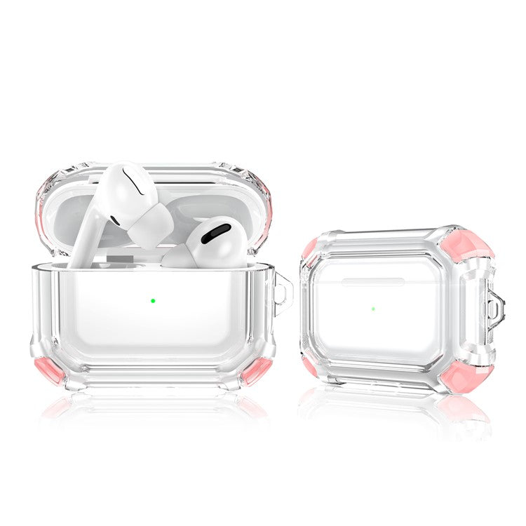 Four-corner Anti-Drop Clear TPU Protective Case Cover for AirPods Pro - Pink