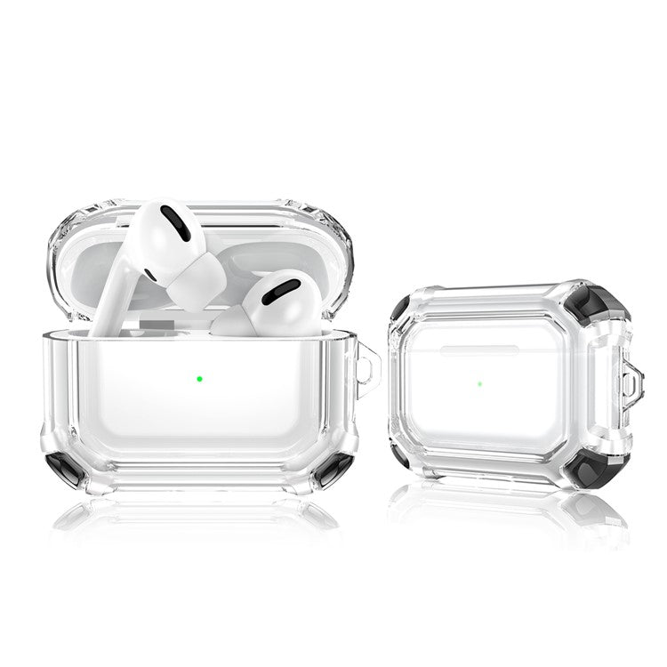 Four-corner Anti-Drop Clear TPU Protective Case Cover for AirPods Pro - Black