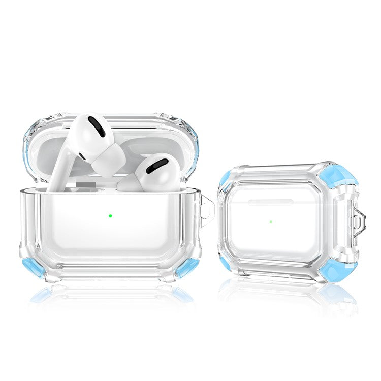 Four-corner Anti-Drop Clear TPU Protective Case Cover for AirPods Pro - Sky Blue