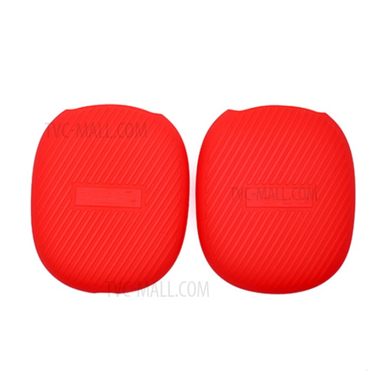 1 Pair Stripe Design Silicone Headphone Protective Case Cover for Airpods Max - Red