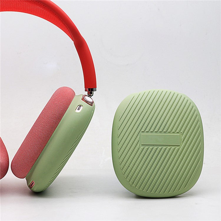 1 Pair Stripe Design Silicone Headphone Protective Case Cover for Airpods Max - Green