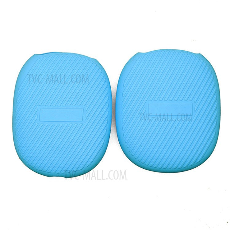 1 Pair Stripe Design Silicone Headphone Protective Case Cover for Airpods Max - Baby Blue