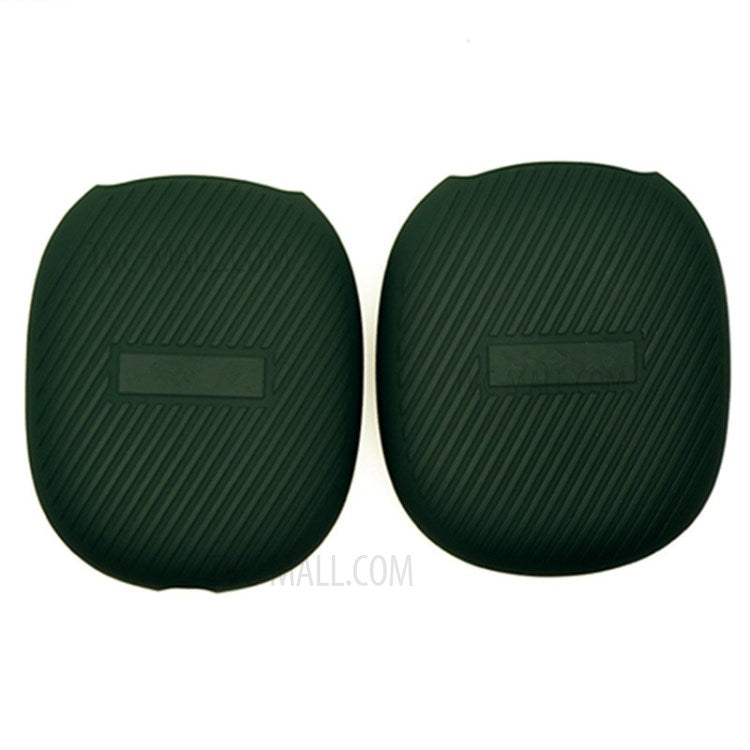 1 Pair Stripe Design Silicone Headphone Protective Case Cover for Airpods Max - Blackish Green