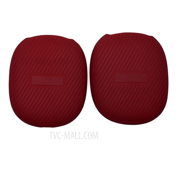 1 Pair Stripe Design Silicone Headphone Protective Case Cover for Airpods Max - Wine Red