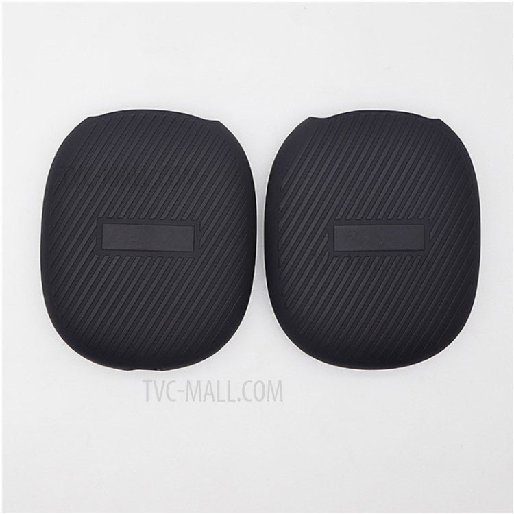 1 Pair Stripe Design Silicone Headphone Protective Case Cover for Airpods Max - Black