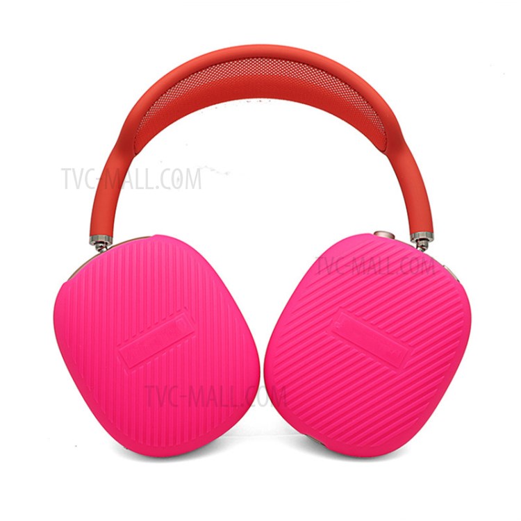 1 Pair Stripe Design Silicone Headphone Protective Case Cover for Airpods Max - Rose