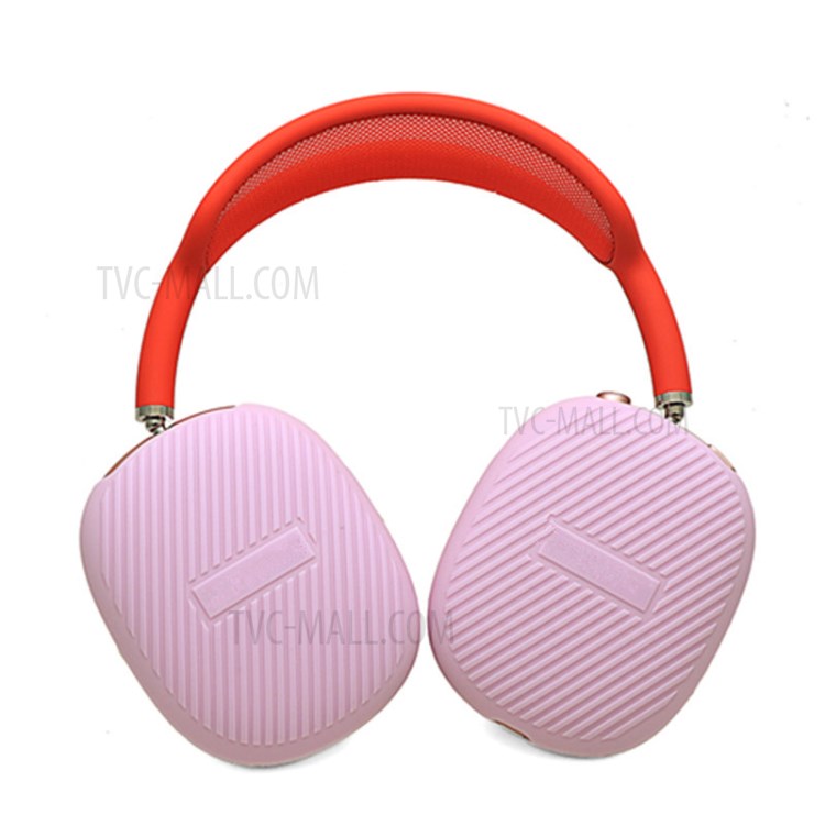 1 Pair Stripe Design Silicone Headphone Protective Case Cover for Airpods Max - Light Purple