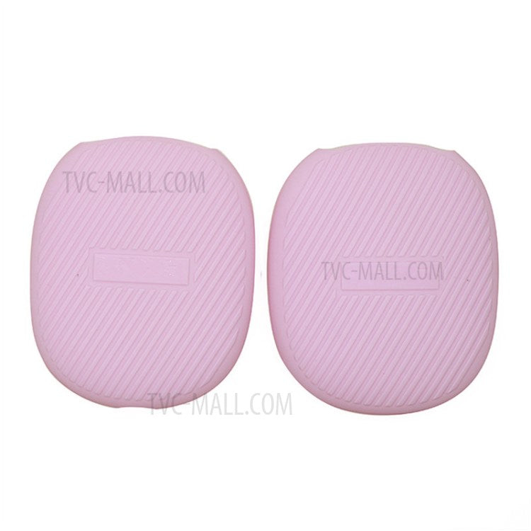 1 Pair Stripe Design Silicone Headphone Protective Case Cover for Airpods Max - Light Purple