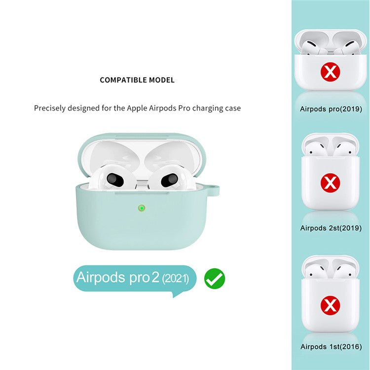 For Apple AirPods 3 Silicone Protective Earphone Case Cover with Carabiner  - Light Green