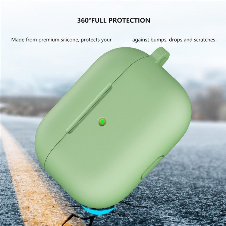 For Apple AirPods 3 Silicone Protective Earphone Case Cover with Carabiner  - Mint Green